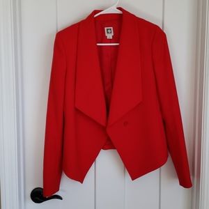 Anne Klein Red Drape Front Blazer